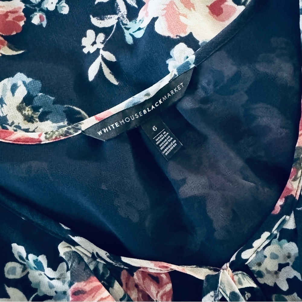 White House Black Market Floral Tiered Flounce Top - Picture 6 of 10